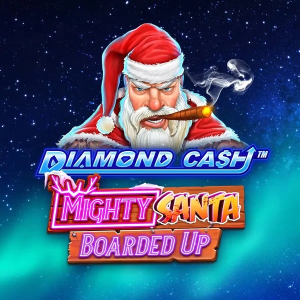 Official Slots logo: Diamond Cash Mighty Santa Boarded Up by Greentube at Spinshark Casino