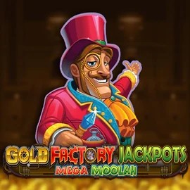 Gold Factory Jackpots Mega Moolah logo by Aurum Signature Studios Spinshark Casino
